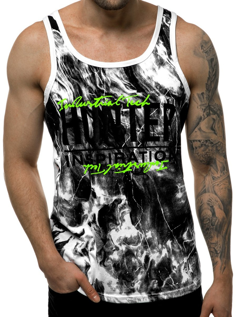 T-Shirt męski bez rękawów biały OZONEE JS/SS11033