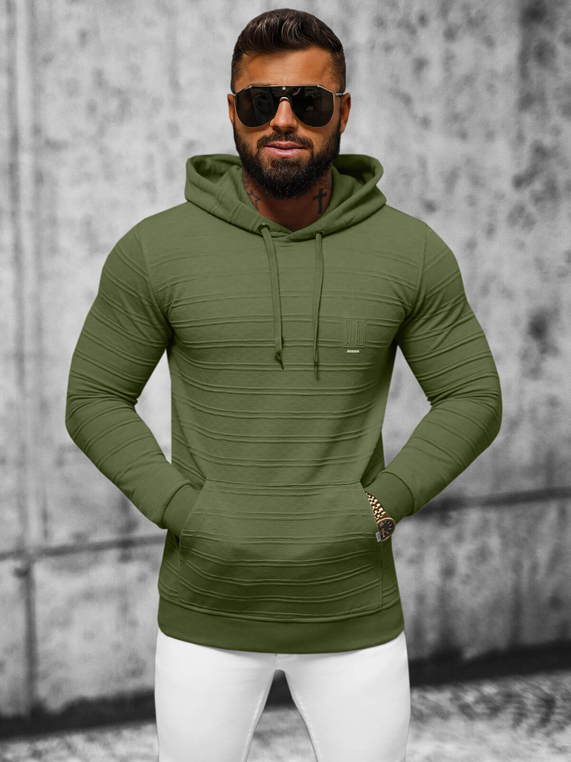 Bluza z kapturem męska khaki OZONEE O/TB2272