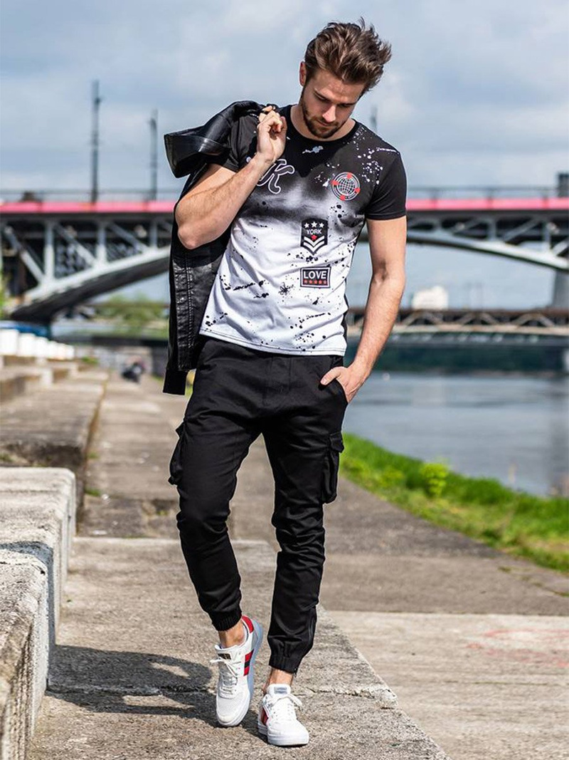 Spodnie męskie joggery czarne OZONEE A/705