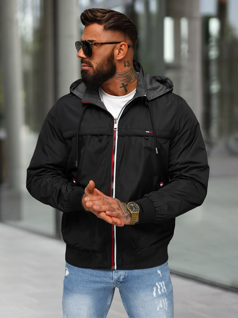 Kurtka męska dwustronna czarna OZONEE JS/16M9207/392