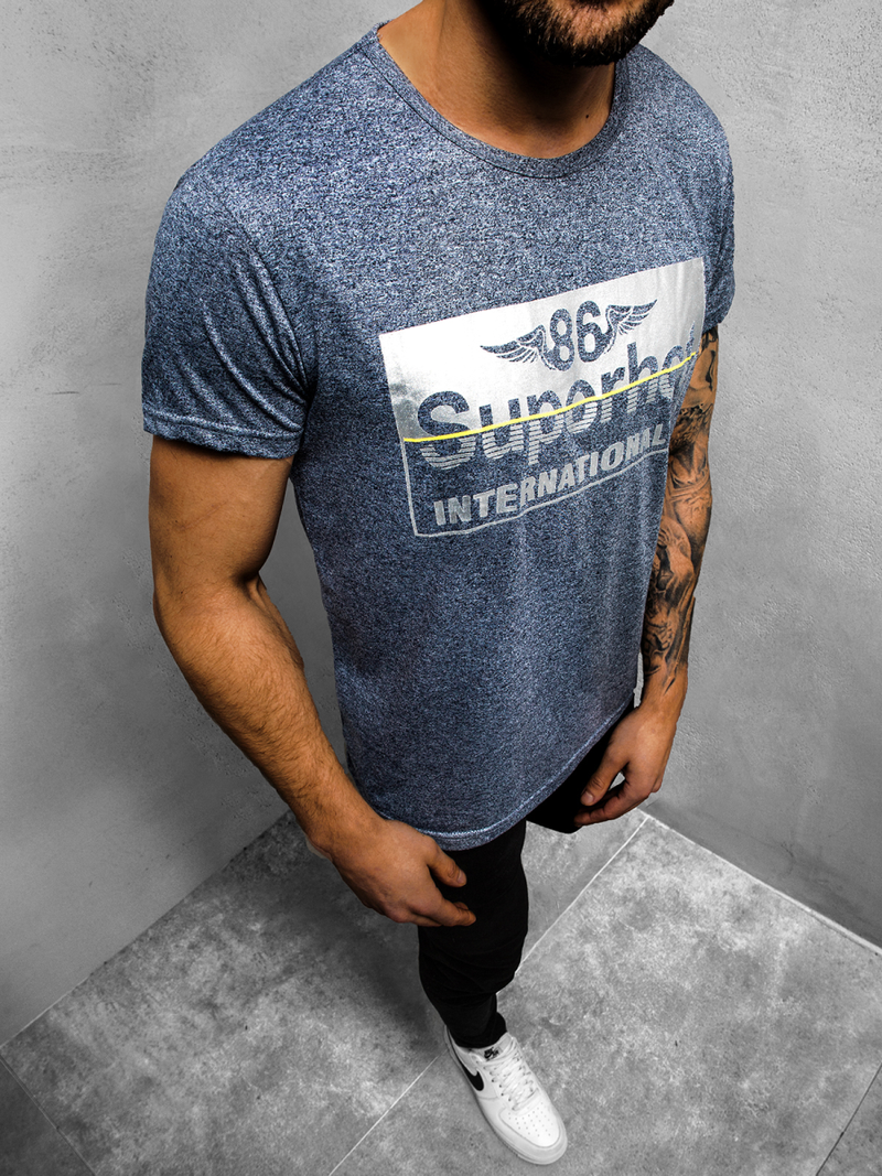 T-Shirt męski granatowy OZONEE JS/KS2056Z