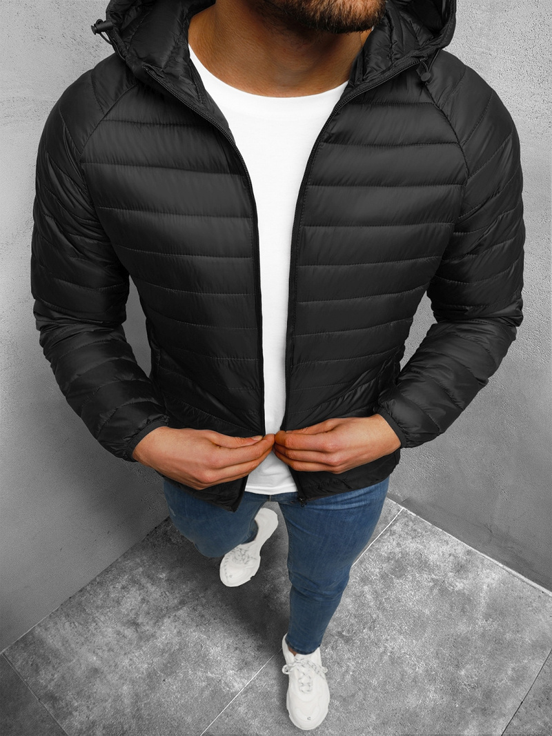 Kurtka przejściowa męska pikowana czarna OZONEE JS/HM112/1