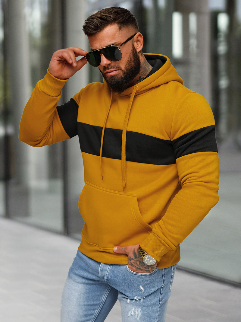 Bluza z kapturem męska camelowa OZONEE JS/8B1316/26