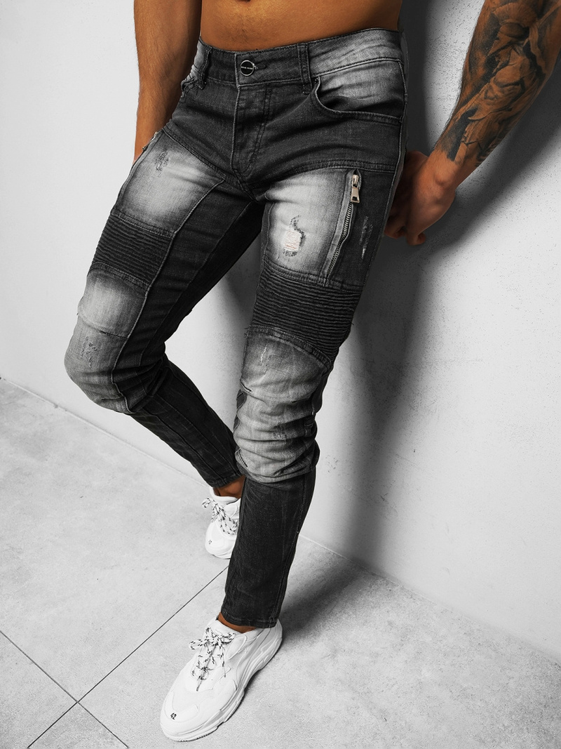 Spodnie jeansowe męskie czarne OZONEE NB/MP0046N