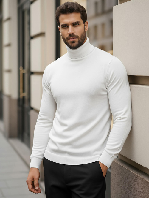 Sweter męski golf biały OZONEE V/V24504