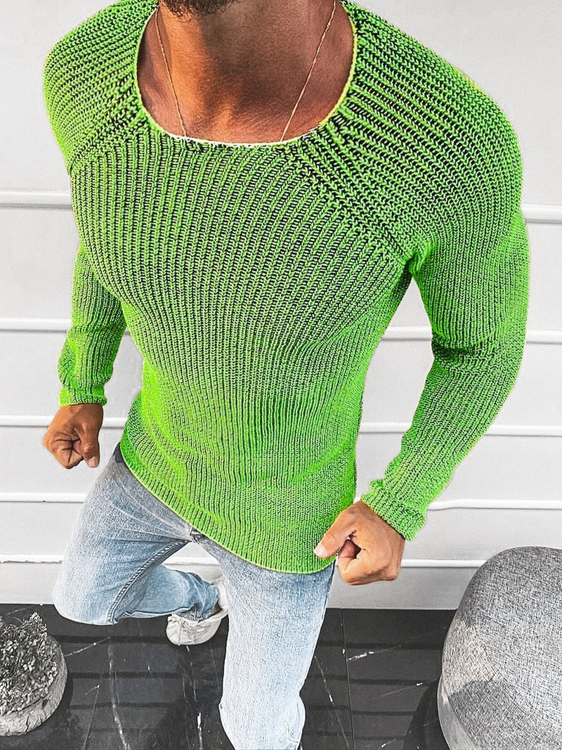 Sweter męski zielono-neonowy OZONEE L/2492