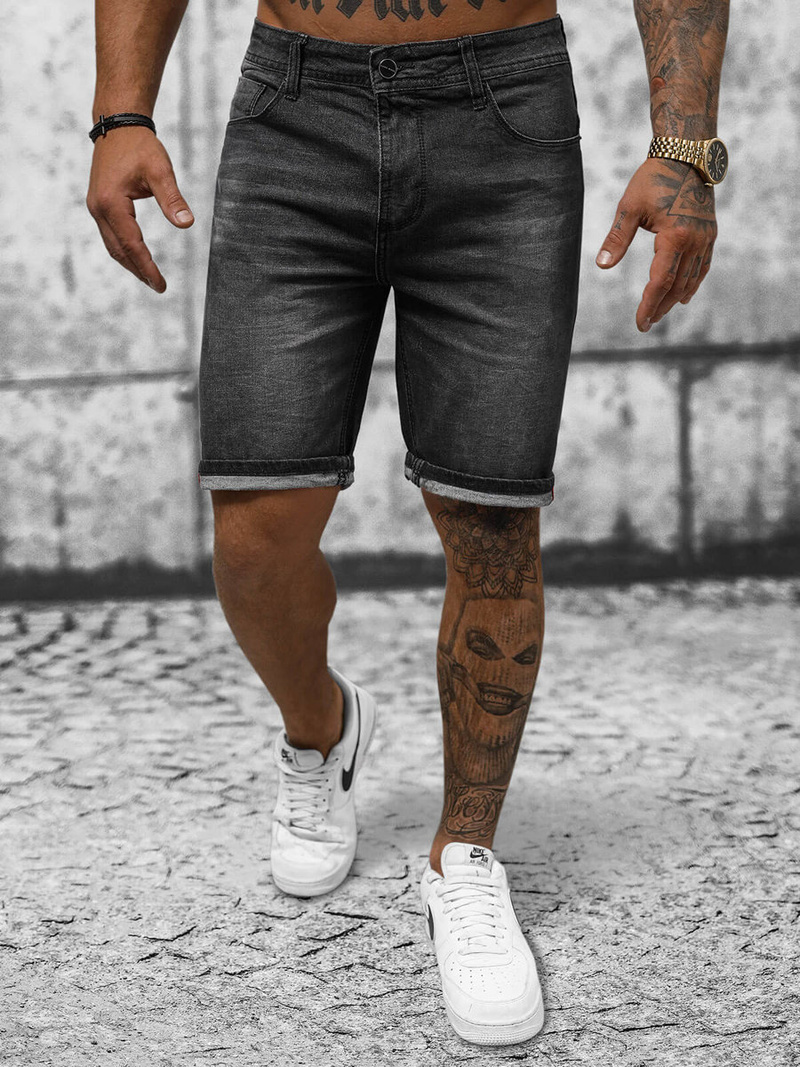 Шорти джинові чоловічі чорні OZONEE NB/MP0264N