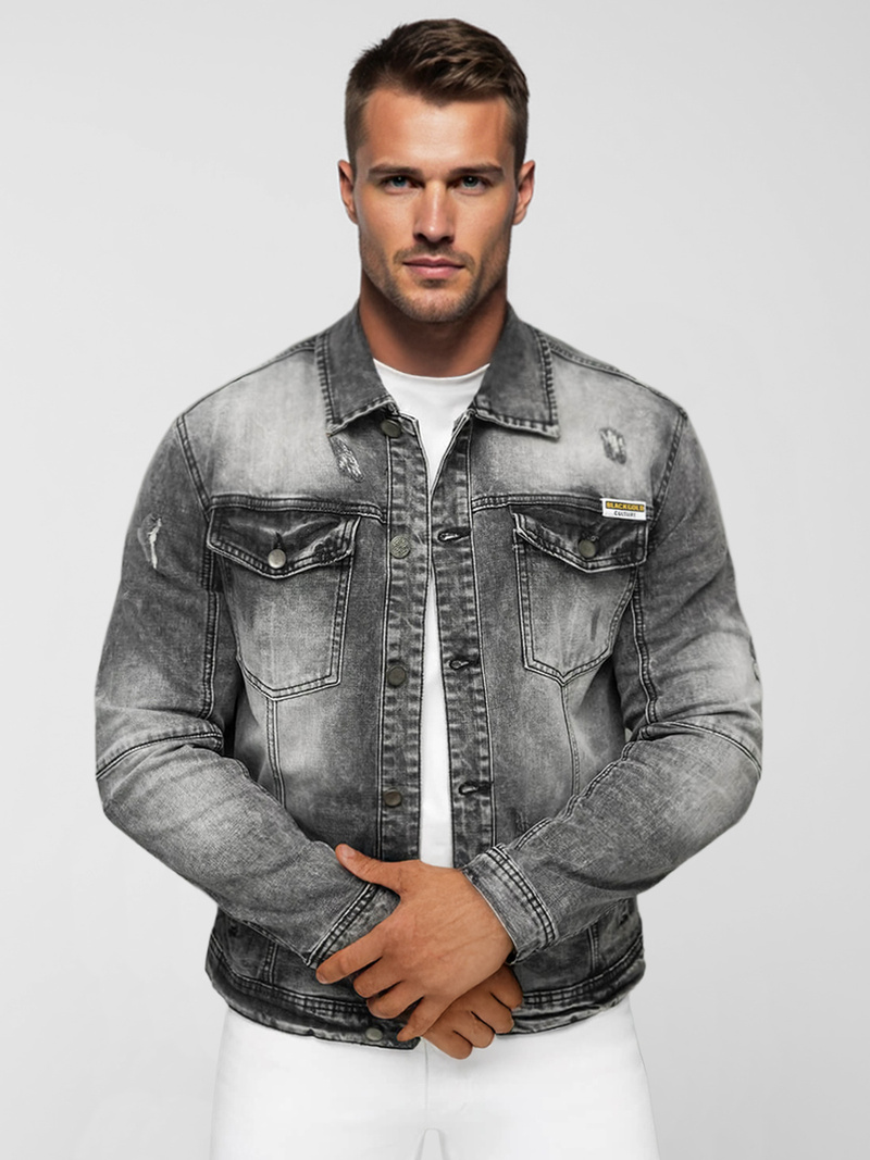 Чоловіча джинсова куртка Чорна OZONEE NB/MJ529NZ