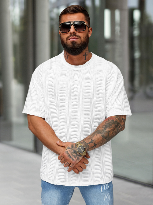 T-shirt męski oversize biały OZONEE O/B1149