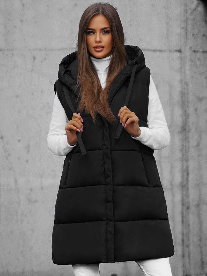 Стьобаний жіночий жилет чорний OZONEE O/81266Z