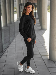 Komplet dresowy damski welurowy czarny OZONEE O/8C1173/3