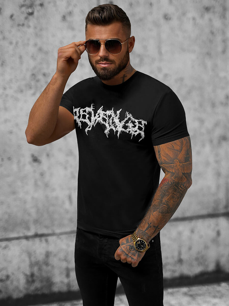 T-shirt męski slim fit czarny OZONEE NB/MT3027