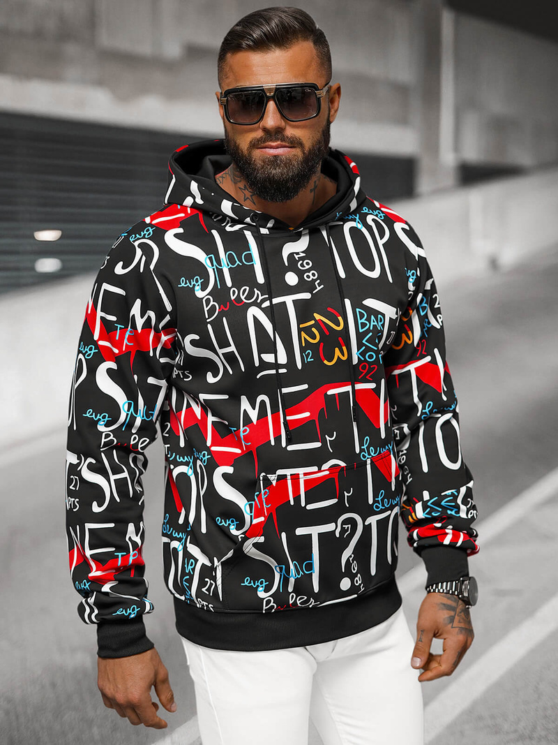 Bluza z kapturem męska czarna OZONEE JS/8B1233/3