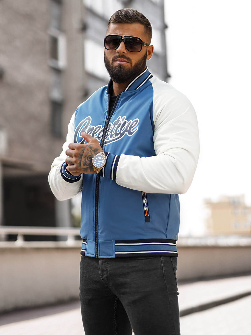 Kurtka męska bomberka niebieska OZONEE JS/84M3011/243Z