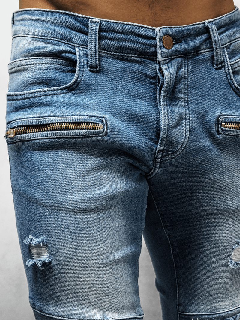 Spodnie jeansowe męskie niebieskie OZONEE O/B5585Z