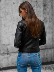 Kurtka skórzana damska ramoneska czarna OZONEE JS/11Z8030