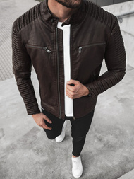 Kurtka skórzana męska ciemnobrązowa OZONEE YD/BF5920107Z