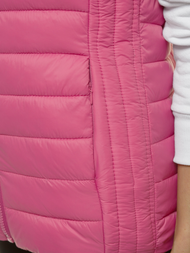 Kamizelka damska pikowana z kapturem jasnoróżowa OZONEE JS/M23039/42