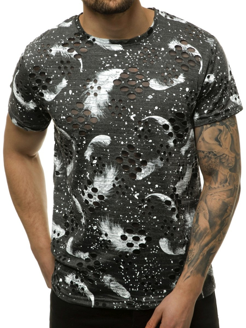 T-Shirt męski grafitowy OZONEE JS/KS2111