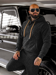 Komplet dresowy męski welurowy czarny OZONEE O/3C390