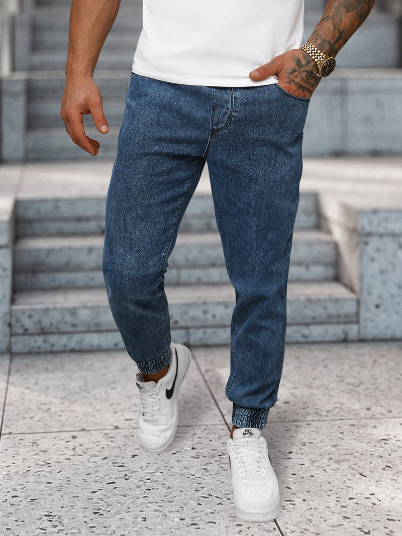 Spodnie jeansowe joggery męskie niebieskie OZONEE NB/MP0272BS