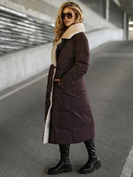 Płaszcz zimowy damski pikowany czekoladowy OZONEE JS/16M9168/158