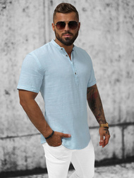 Koszula męska z krótkim rękawem jasno-niebieska OZONEE O/V46