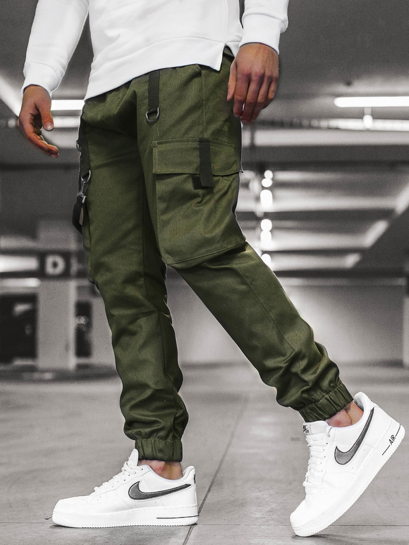 Spodnie męskie chino joggery khaki OZONEE O/11106