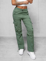 Spodnie damskie z szeroką nogawką khaki OZONEE O/TT00375/2