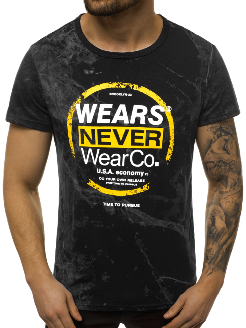 T-Shirt męski czarny OZONEE JS/SS10925