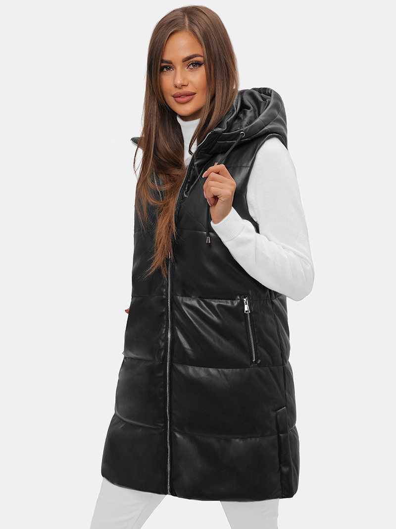 Стьобаний жіночий жилет чорний OZONEE O/AY756