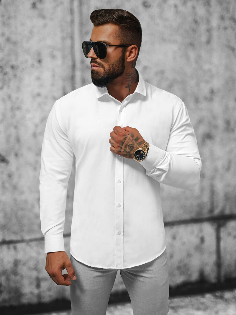 Koszula męska biała OZONEE O/3777