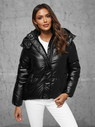 Kurtka zimowa damska pikowana czarna OZONEE JS/5M3185/392