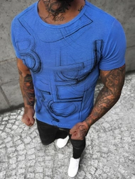 T-Shirt męski niebieski OZONEE O/T132/17