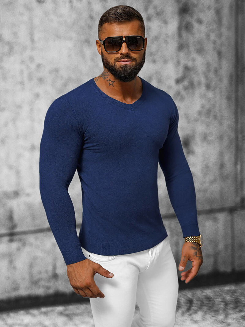 Sweter męski ciemno-niebieski OZONEE NB/MMB601/5Z