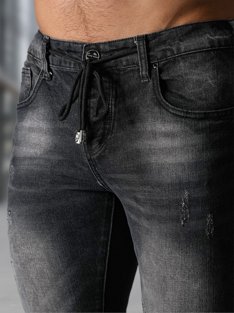 Spodnie jeansowe męskie slim fit czarne OZONEE NB/MP0063/1NZ