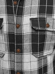 Koszula flanelowa męska czarna OZONEE NB/MC727N