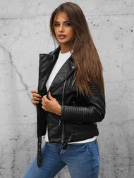 Жіноча шкіряна куртка Чорна OZONEE JS/11Z8009Z