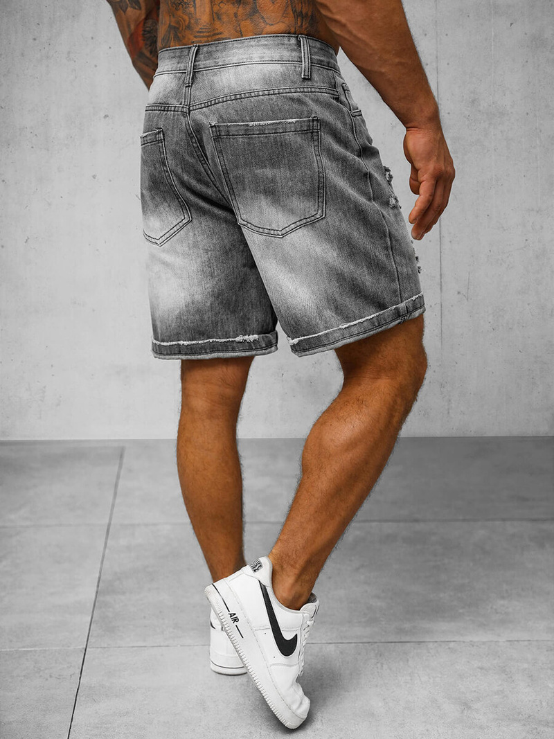 Spodenki męskie jeansowe czarne OZONEE O/JD-2447K