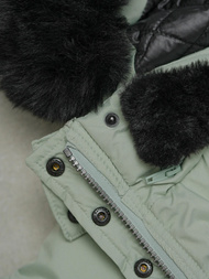 Kurtka zimowa damska długa pikowana miętowa OZONEE O/W377