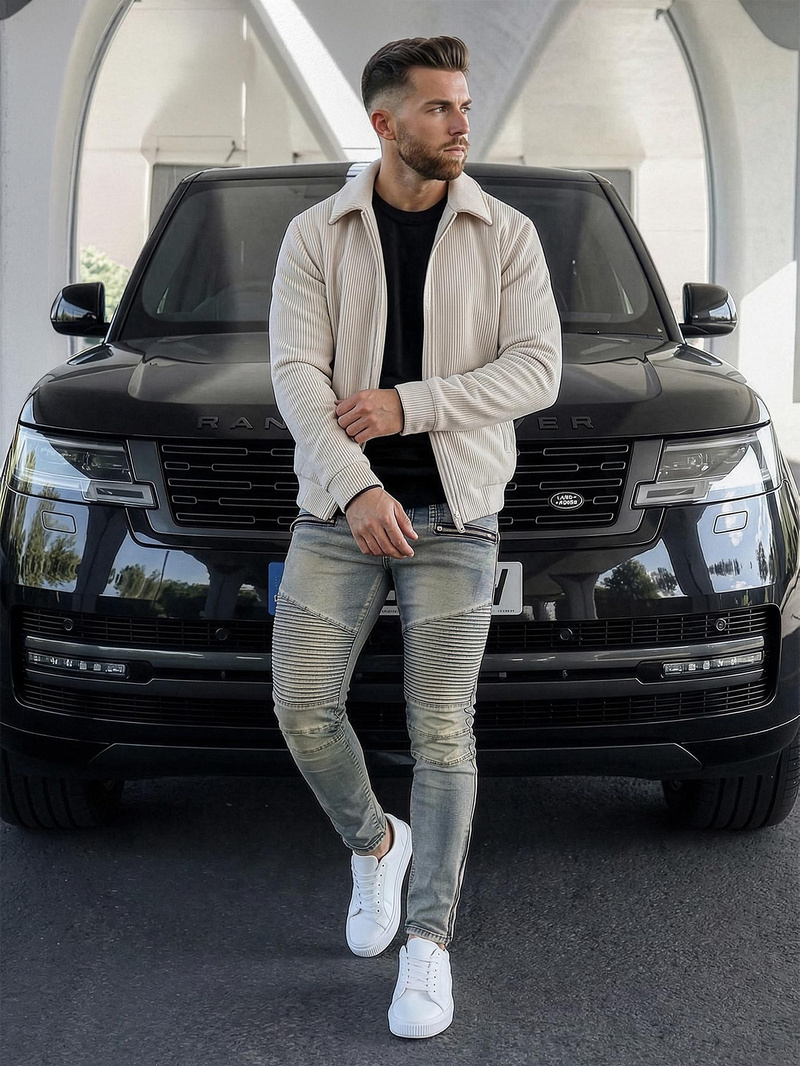 Spodnie jeansowe męskie slim fit niebieskie OZONEE O/EM8886Z