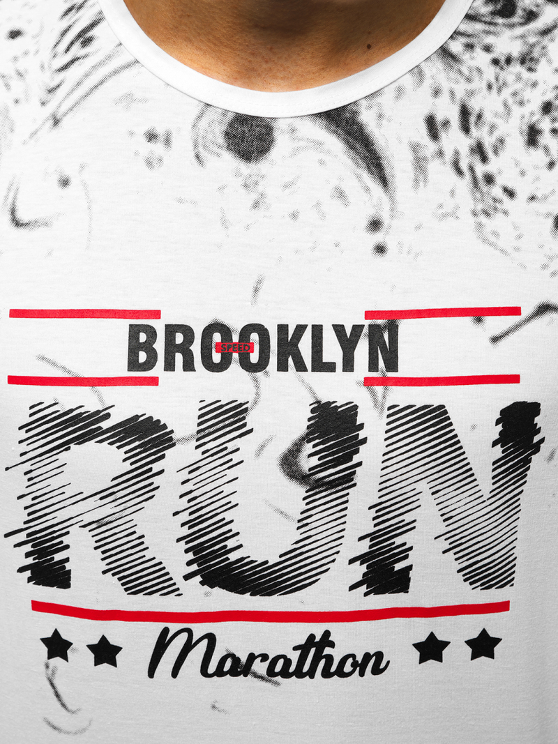 T-Shirt bez rękawów męski biały OZONEE JS/KS2075Z