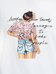 T-shirt damski z nadrukiem biały OZONEE JS/95T2573/1