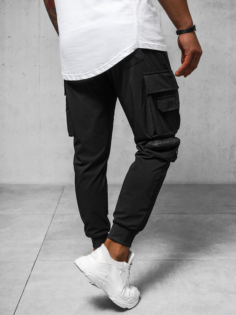 Spodnie męskie chino joggery czarne OZONEE O/PS5520