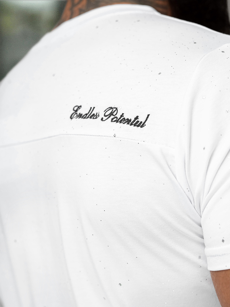 T-shirt męski slim fit biały OZONEE O/QQ1387