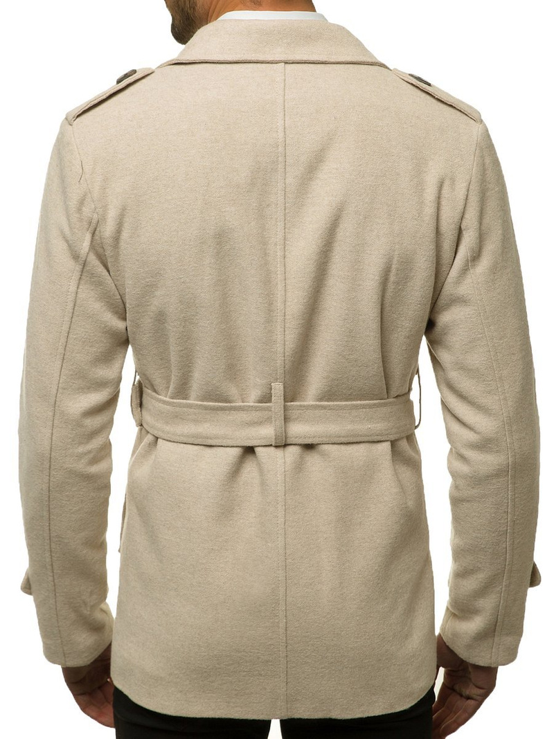 Płaszcz męski z pagonami ecru OZONEE O/5627