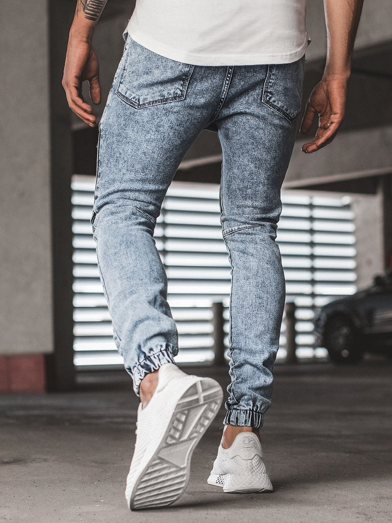 Spodnie jeans jogger męskie jasno-niebieskie OZONEE G/1067