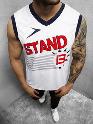 Koszulka bez rękawów męska z nadrukiem biała OZONEE JS/68S10175