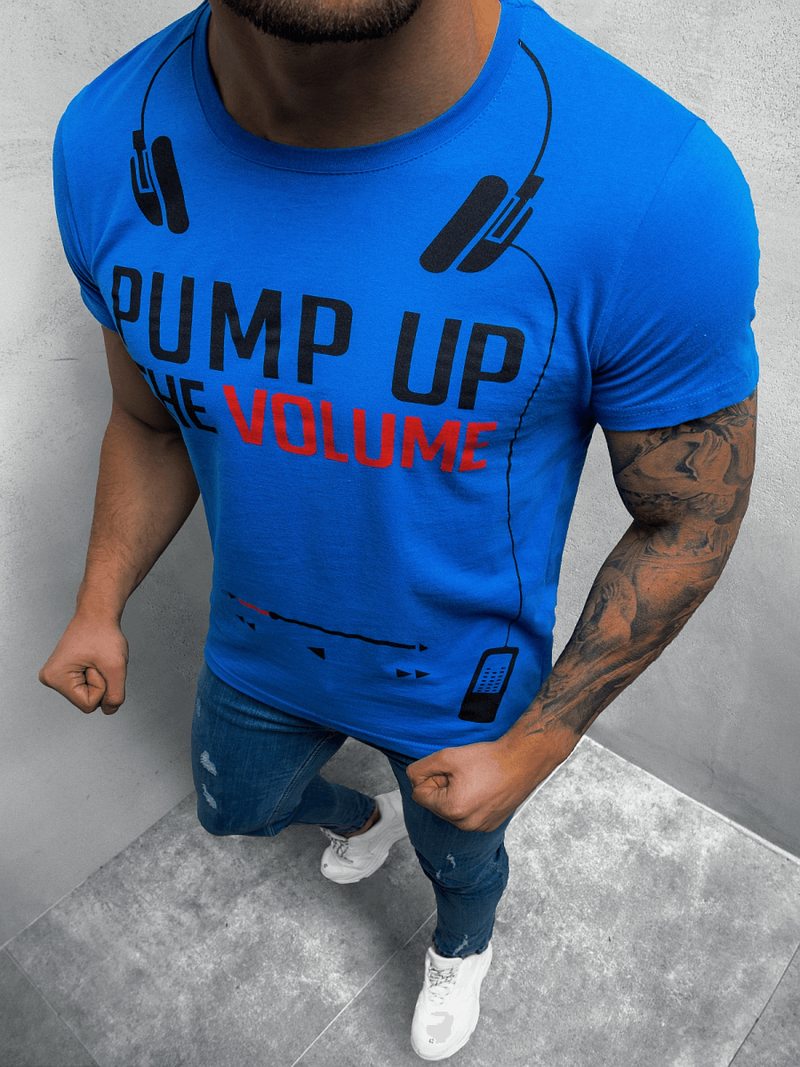 T-Shirt męski z nadrukiem niebieski OZONEE O/1171