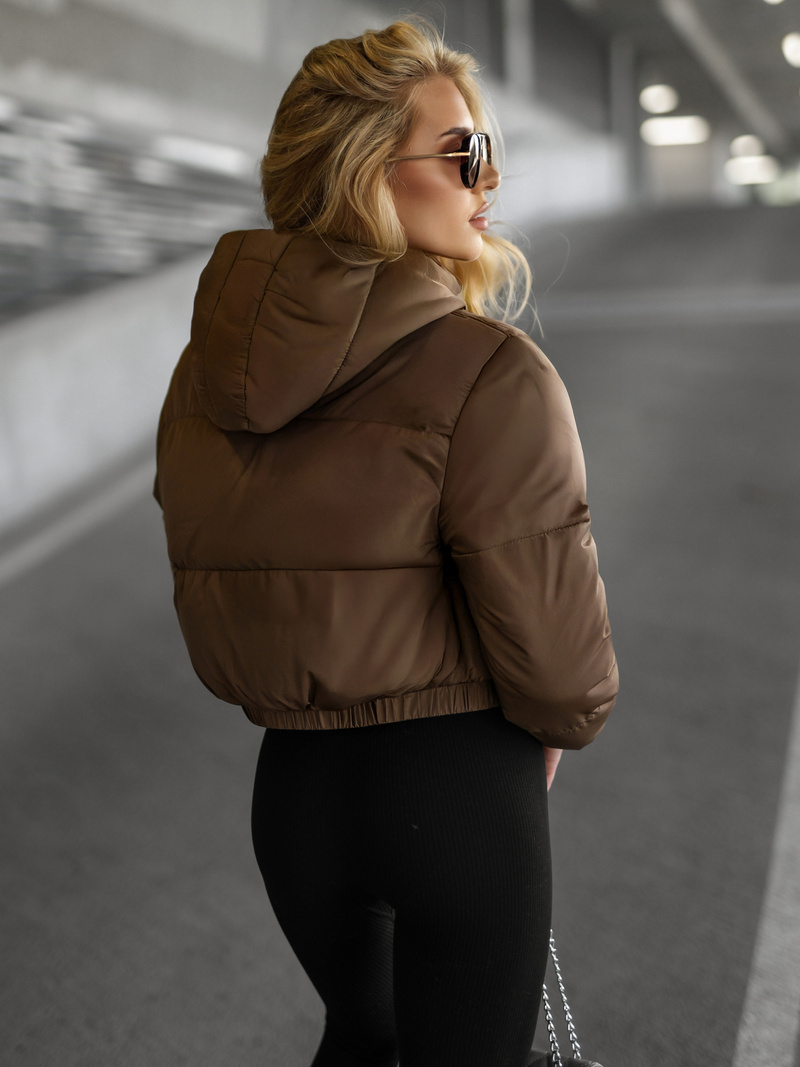 Kurtka zimowa damska pikowana czekoladowa OZONEE JS/5M3360/158